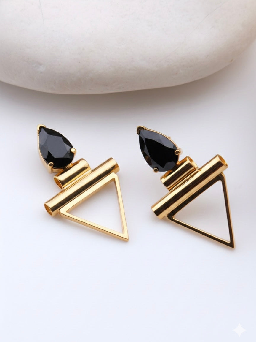 LISA Black Spinel Gold Earrings