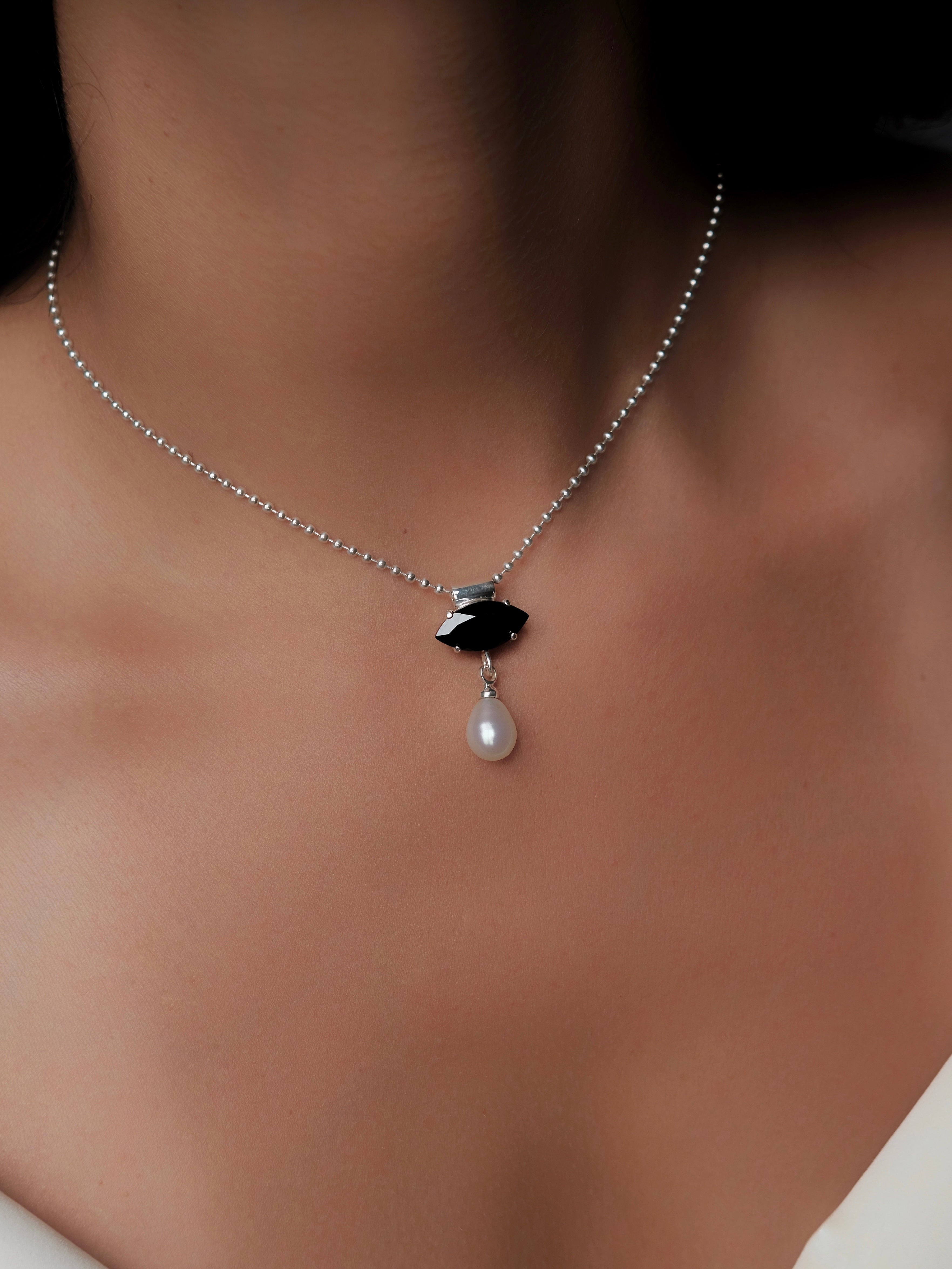 JULIET Black Spinel Silver Necklace