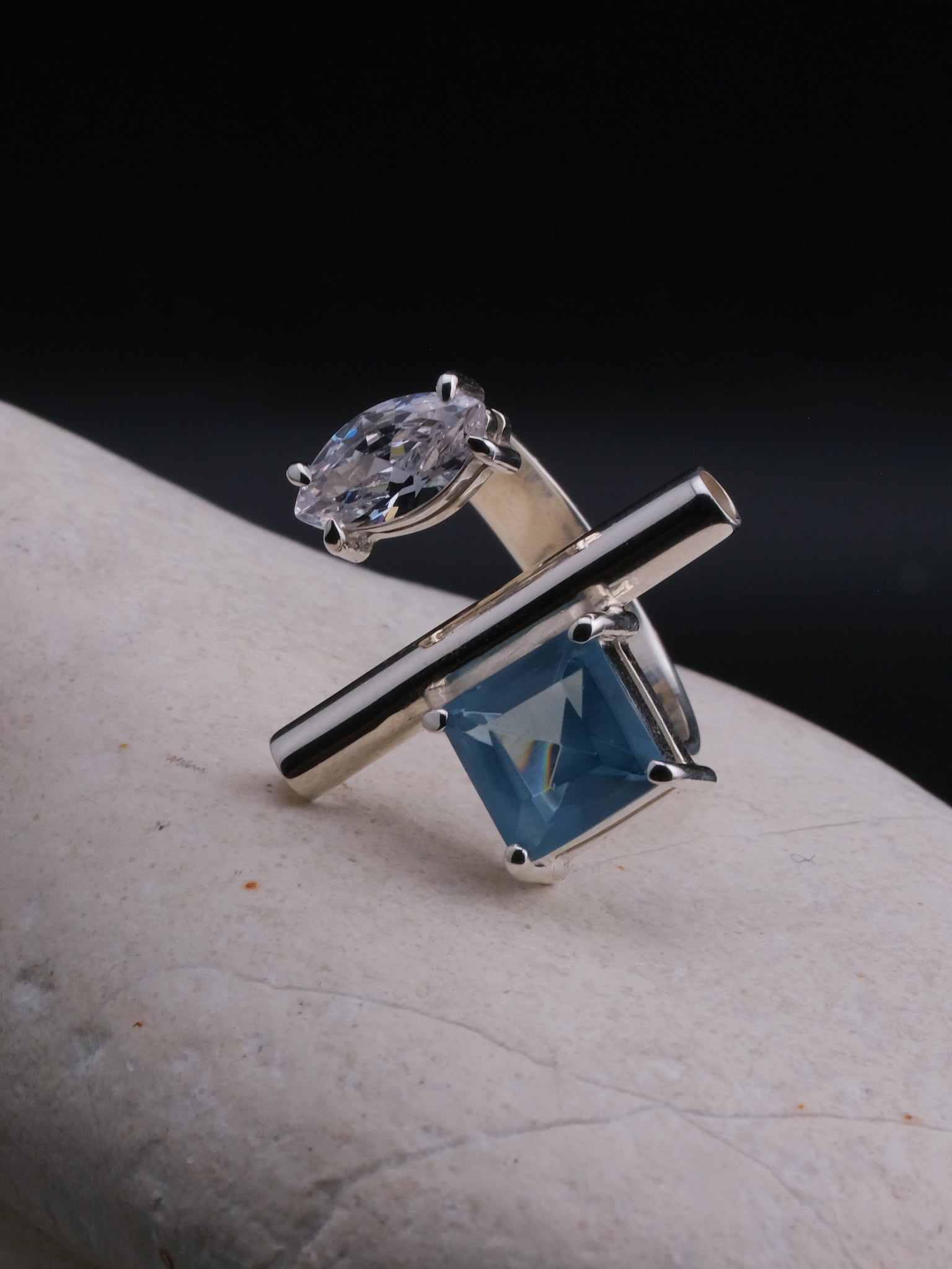 EMMA Blue Topaz Silver Ring