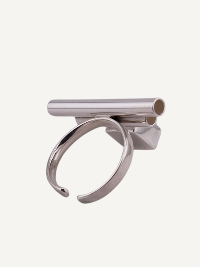 MARU Black Spinel Silver Ring