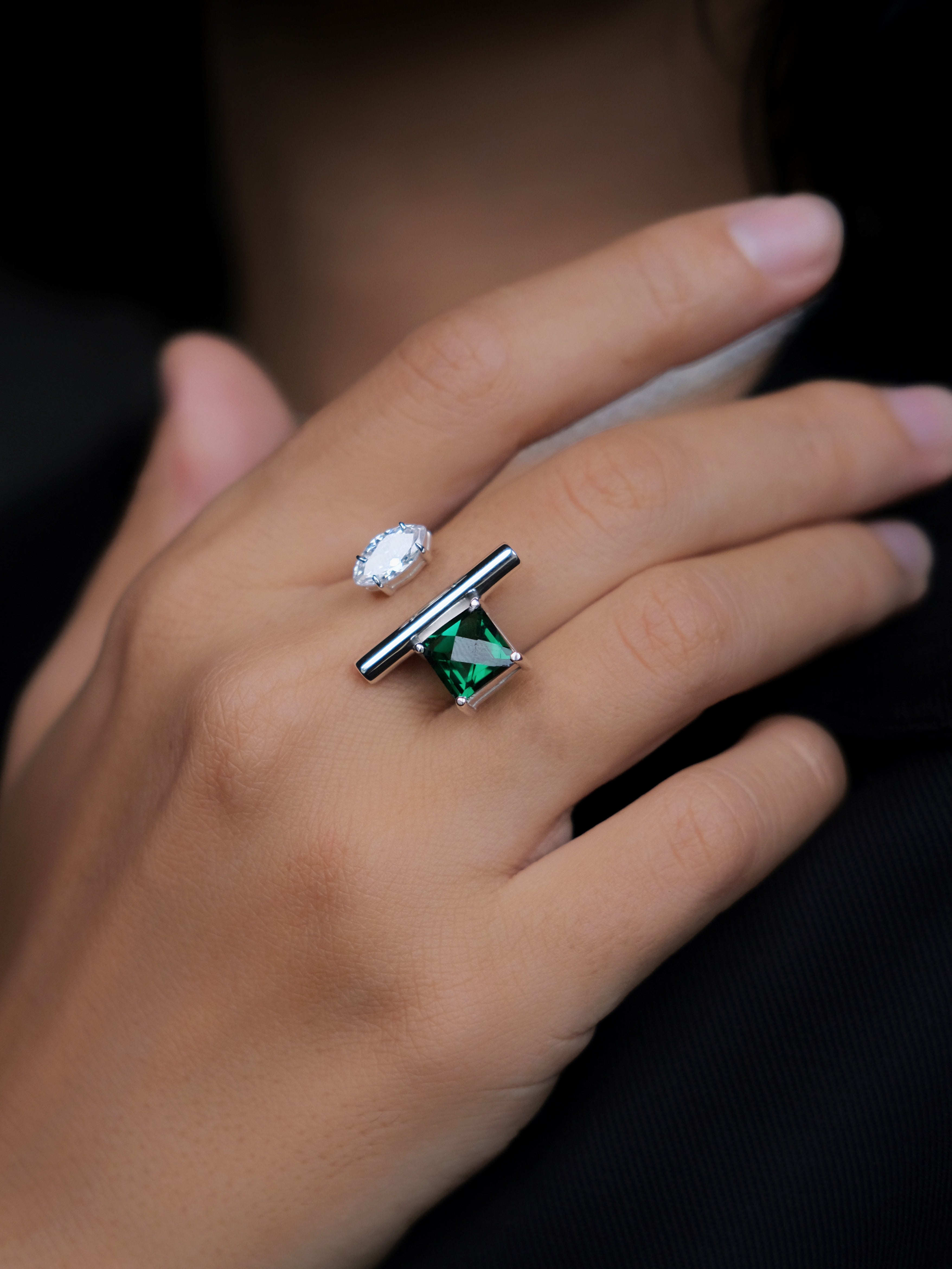 EMMA Green Quartz Silver Ring
