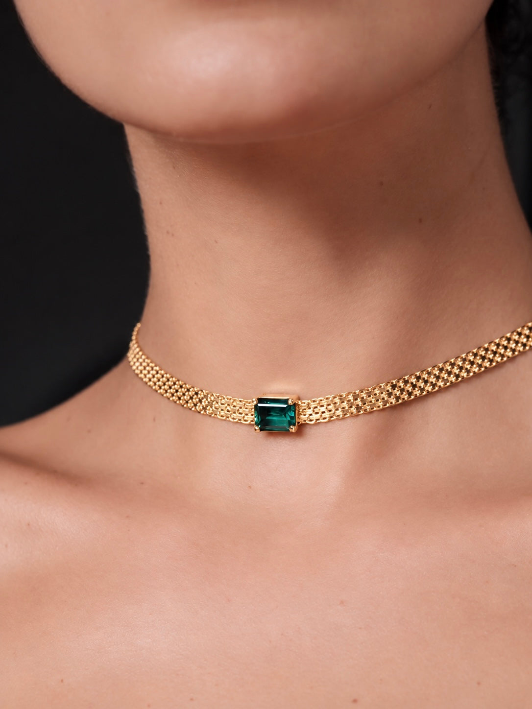MILANA Green Quartz Necklace in Gold