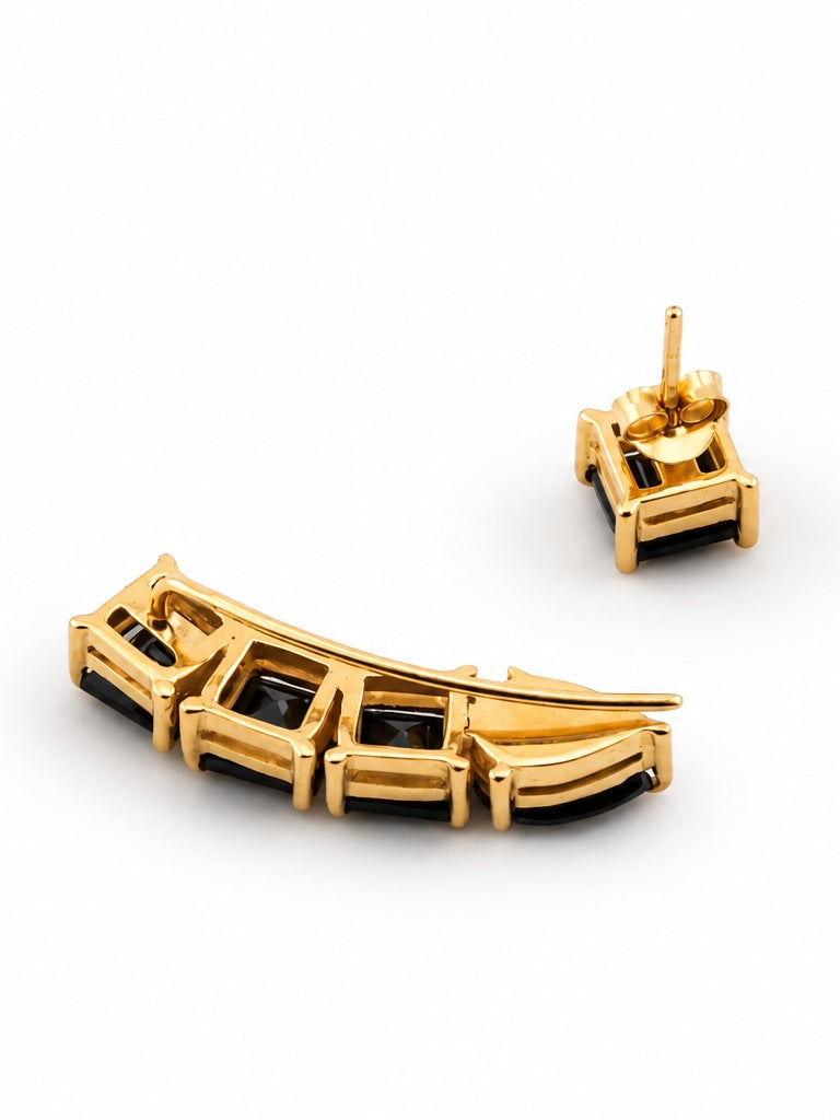 GABRIELLA Black Spinel Gold Earrings