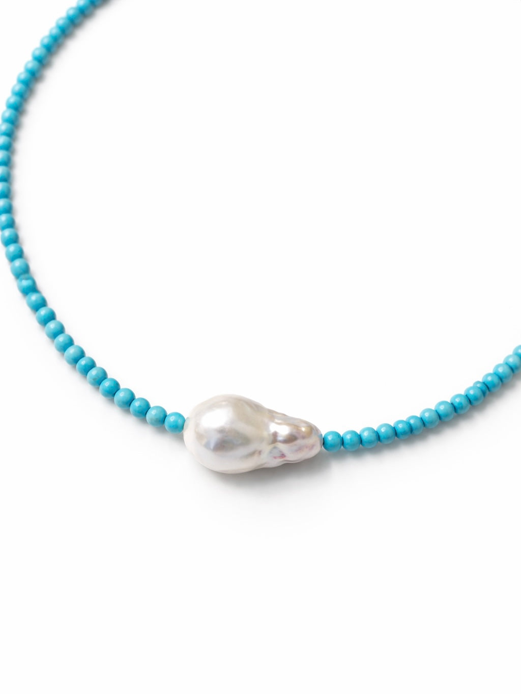 NAOMI Turquose and Baroque Pearl Silver Necklace