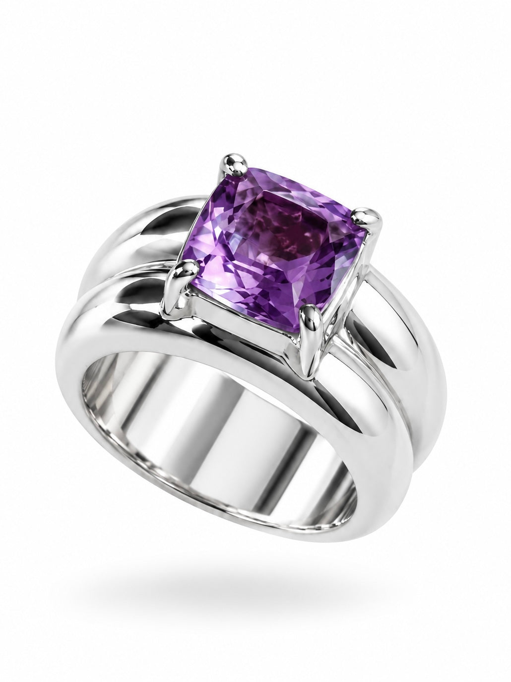 CASSIA Antique Cushion Amethyst Silver Ring