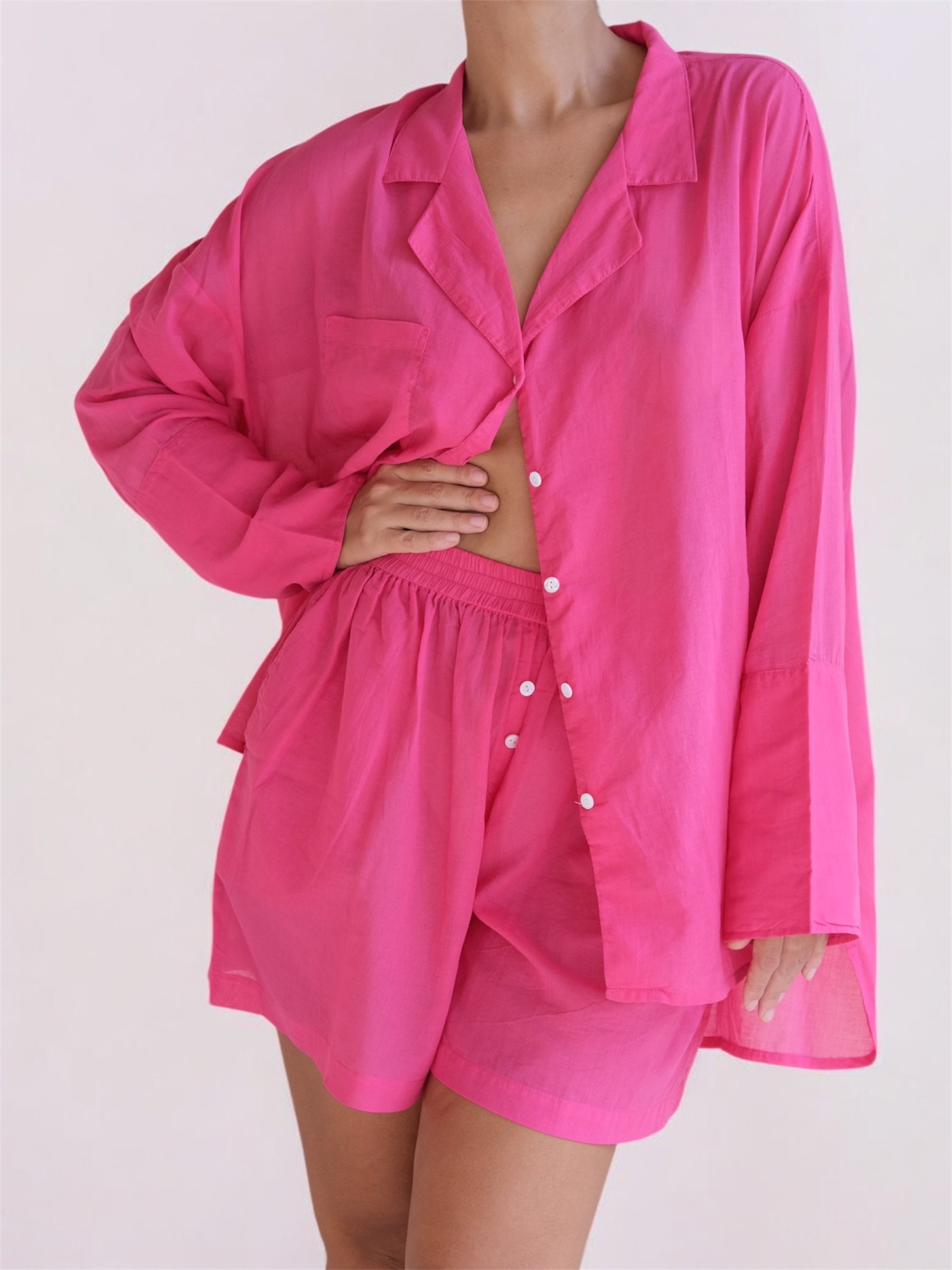 Shirt Oversized Cotton Fuchsia