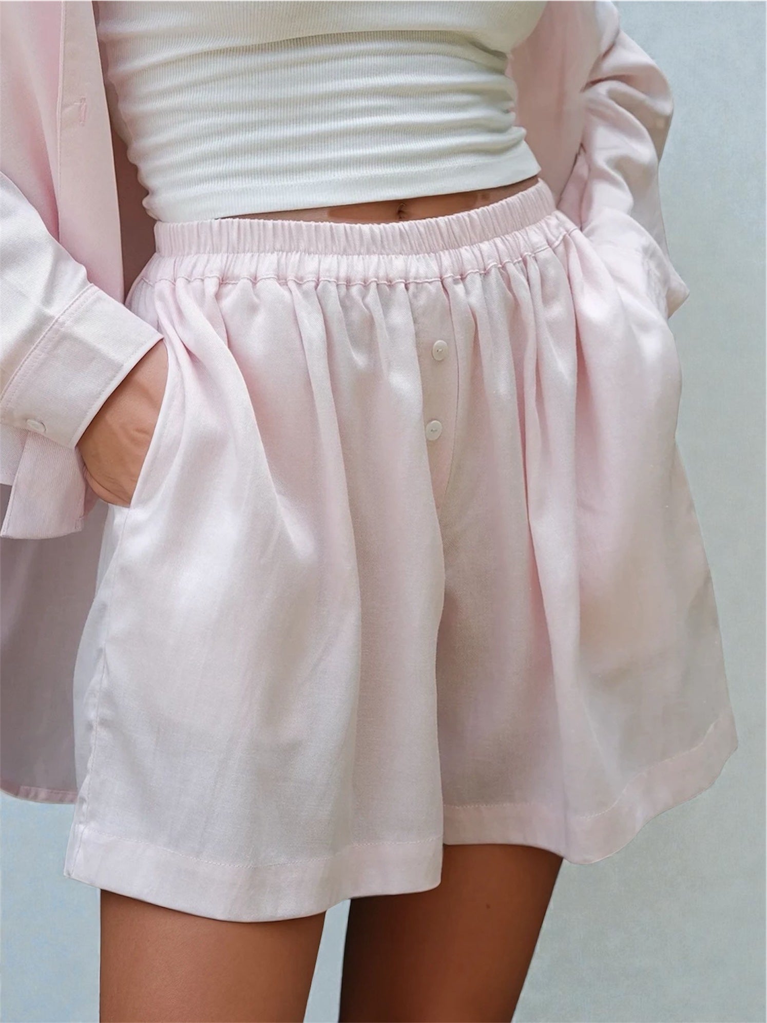 Shorts Cotton-Linen Pink