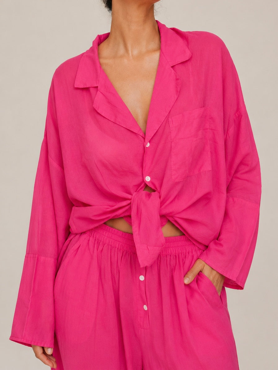 Shirt Oversized Cotton Fuchsia