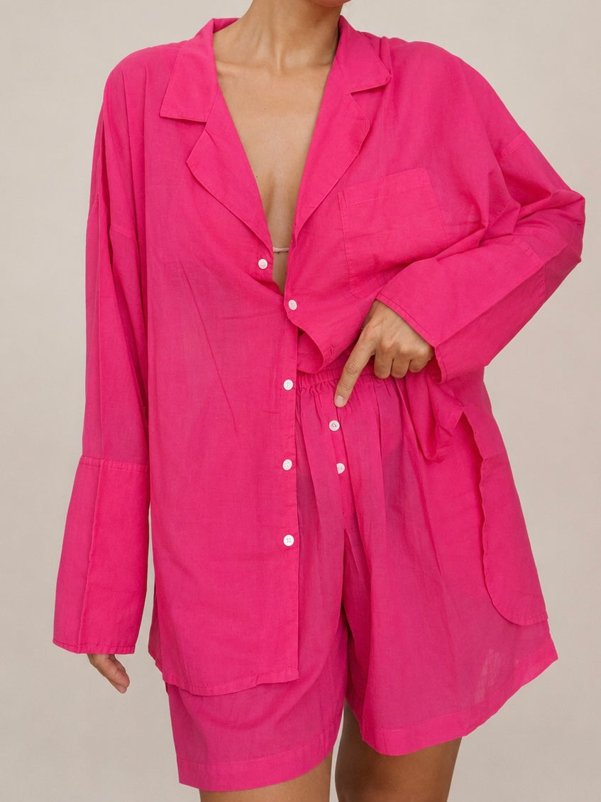 Shirt Oversized Cotton Fuchsia