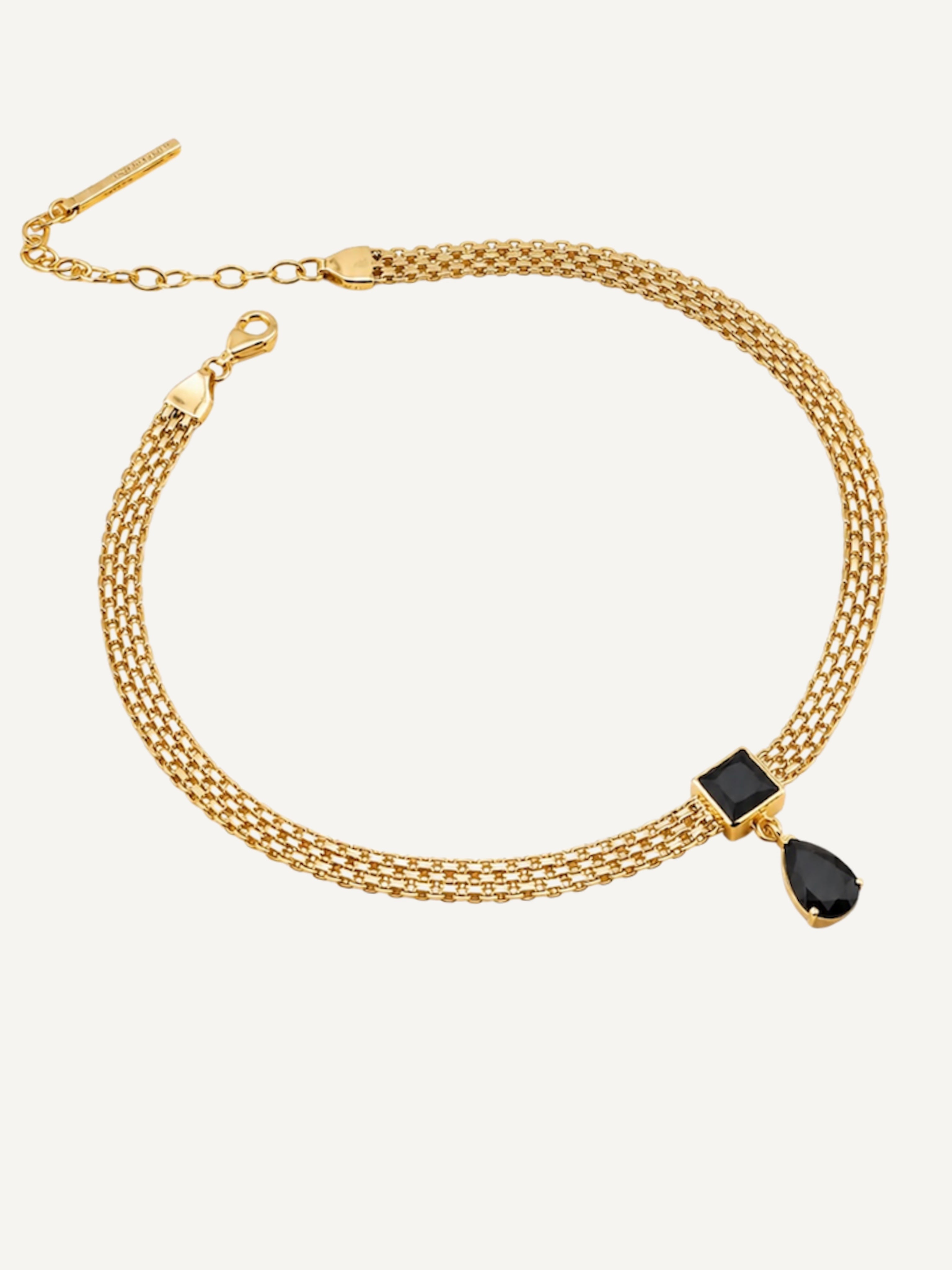FIRENA Black Spinel in Gold Necklace