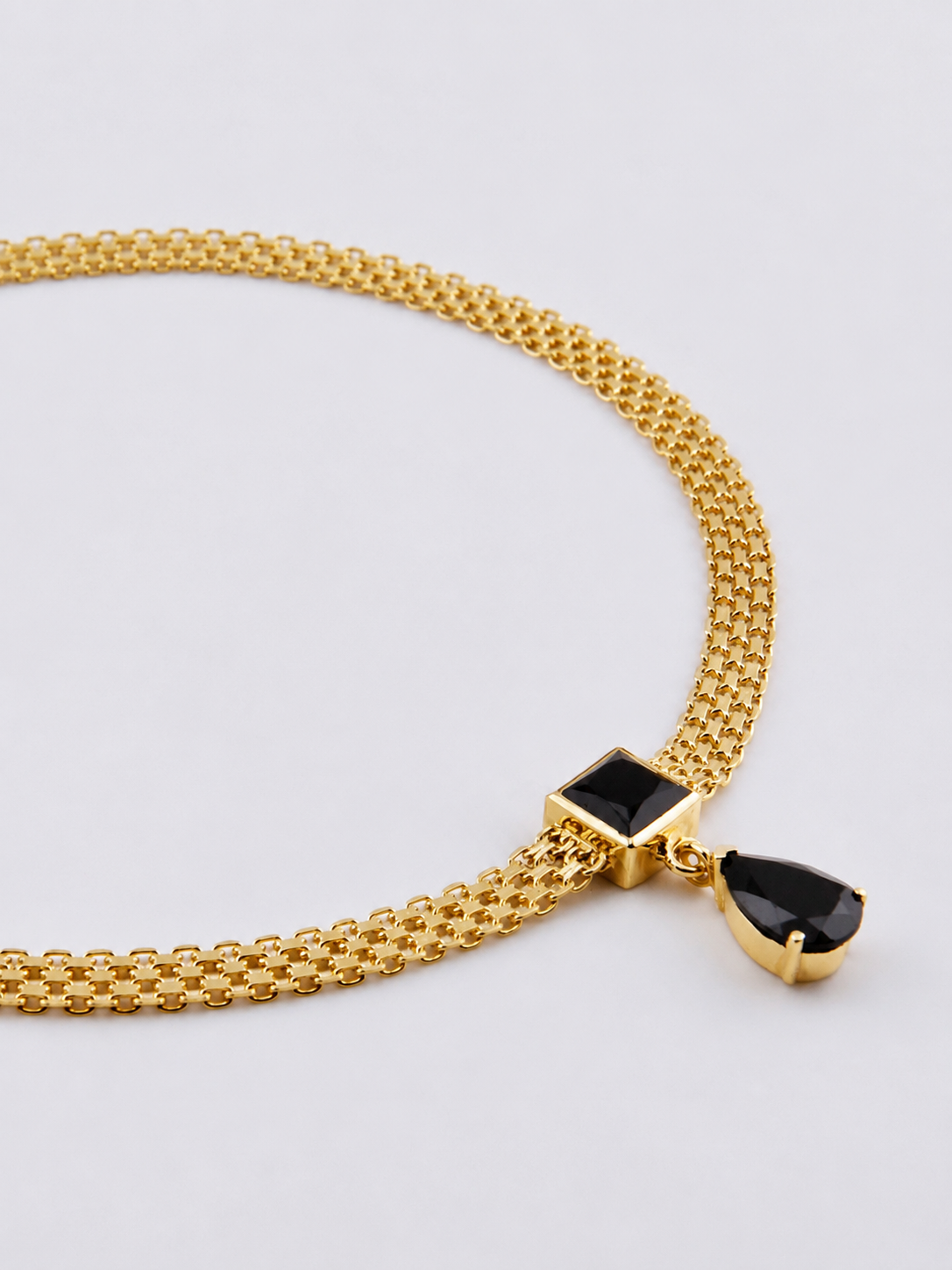 FIRENA Black Spinel in Gold Necklace