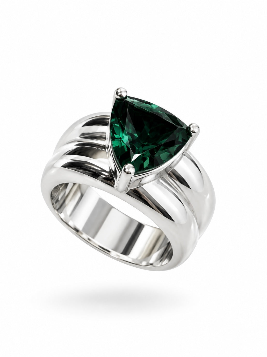 CASSIA Trillion Green Quartz Silver Ring