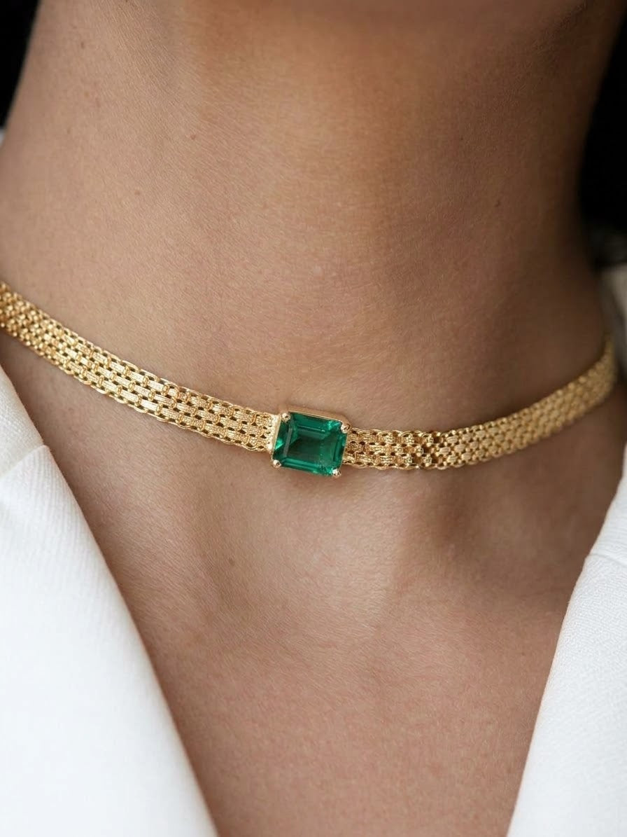 MILANA Green Quartz Necklace in Gold