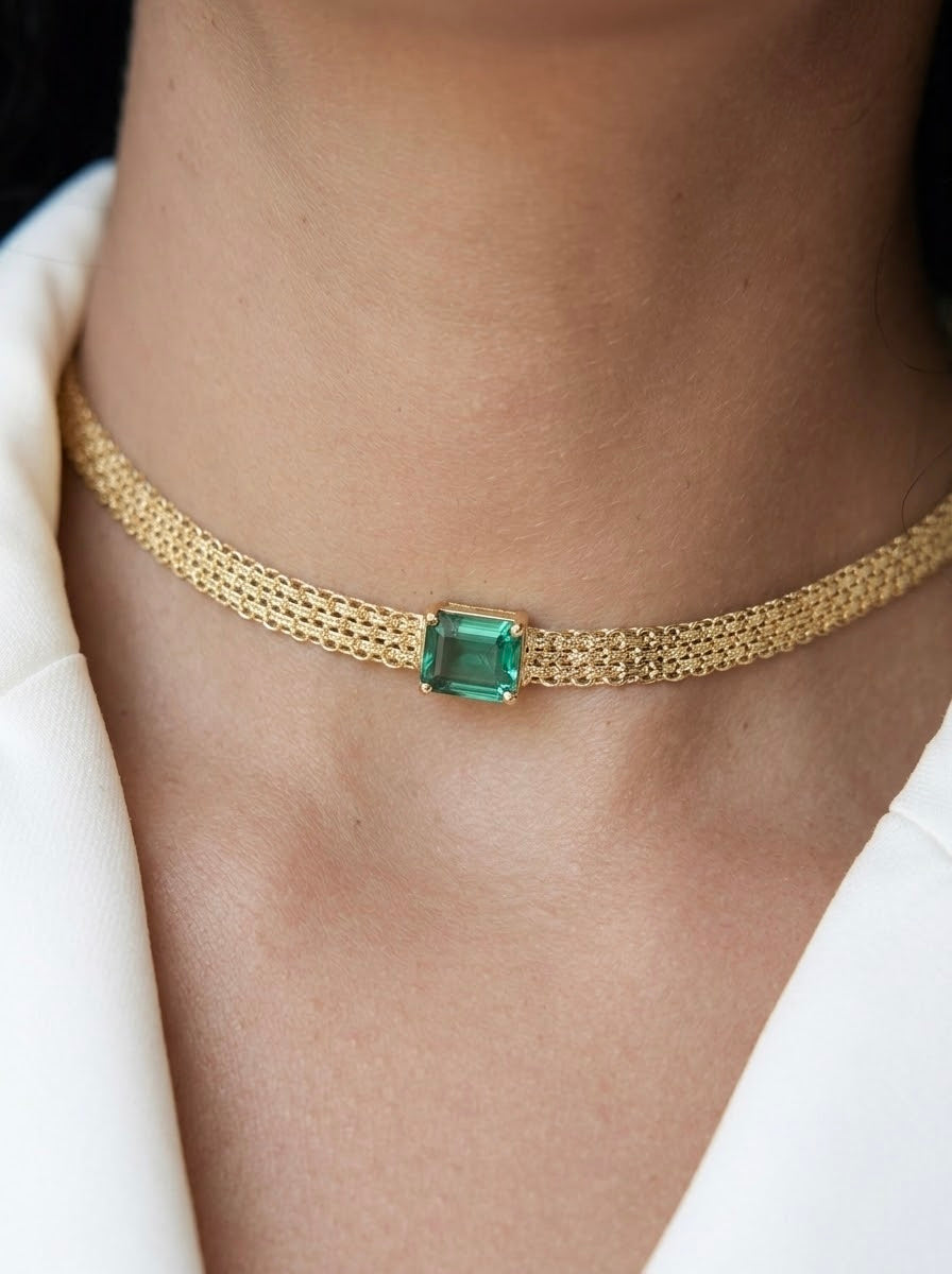 MILANA Green Quartz Necklace in Gold