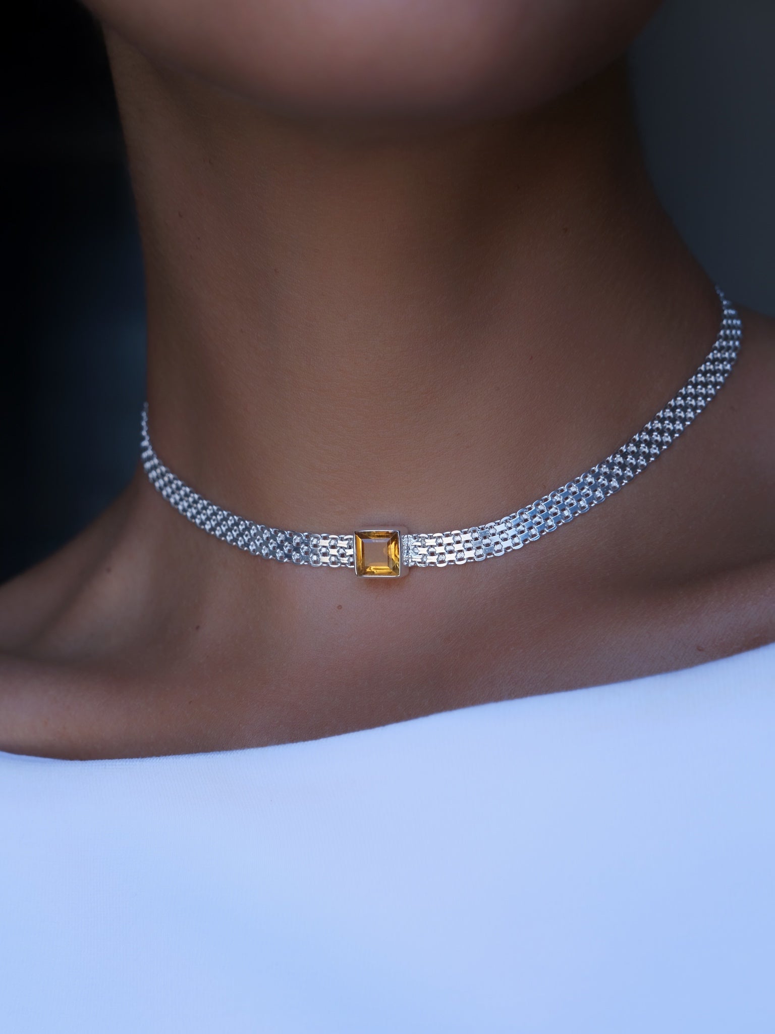 MADINA Citrine Silver Necklace