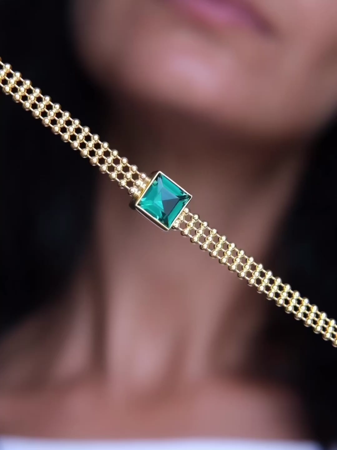AVA Green Quartz Gold Necklace/Choker
