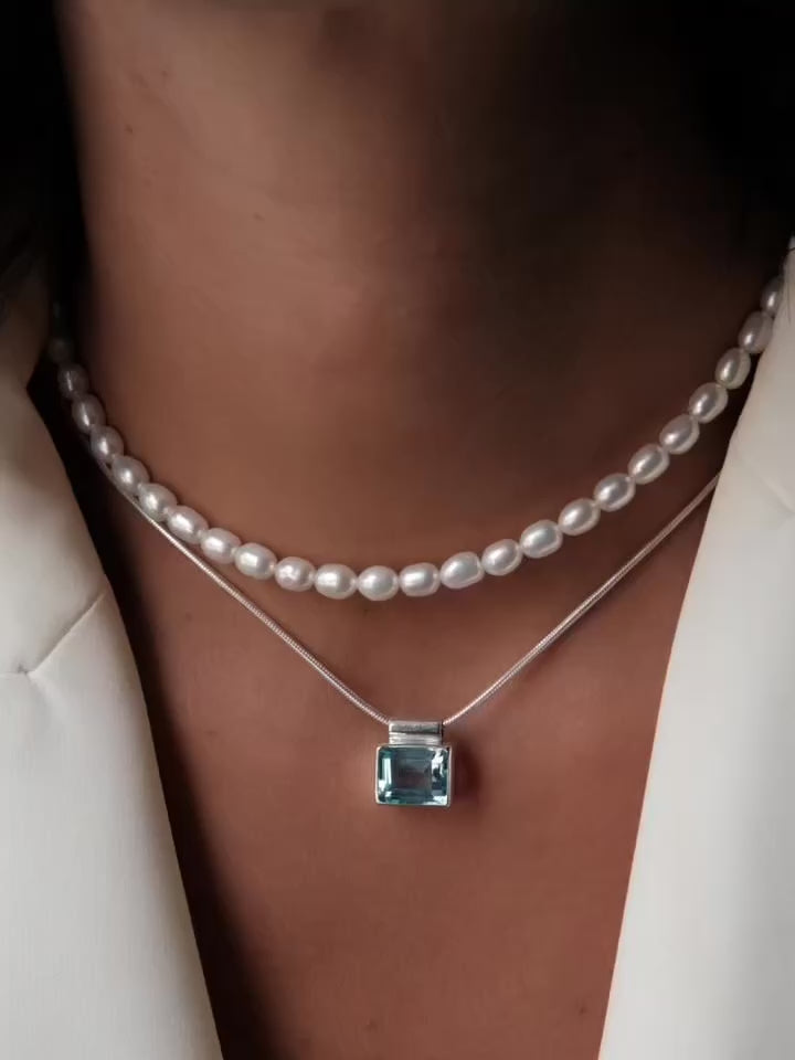 VERONICA Blue Topaz Silver Necklace