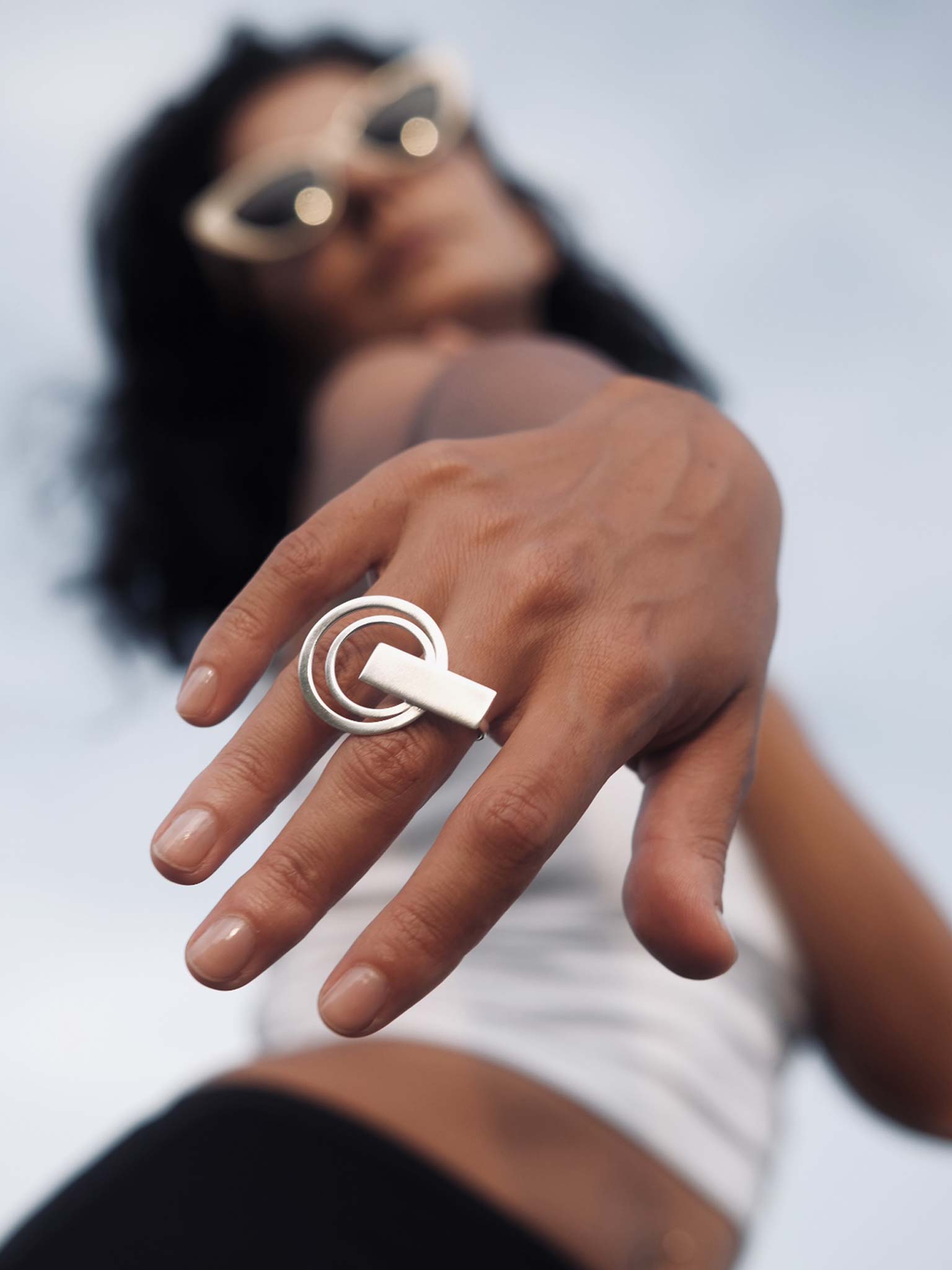 Ring Ruby Silver on model